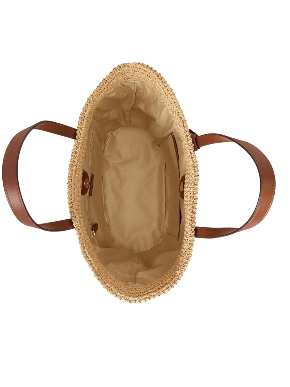 Ralph Lauren Natural Straw Tote with Tan Leather Handles - Picture 9 of 10